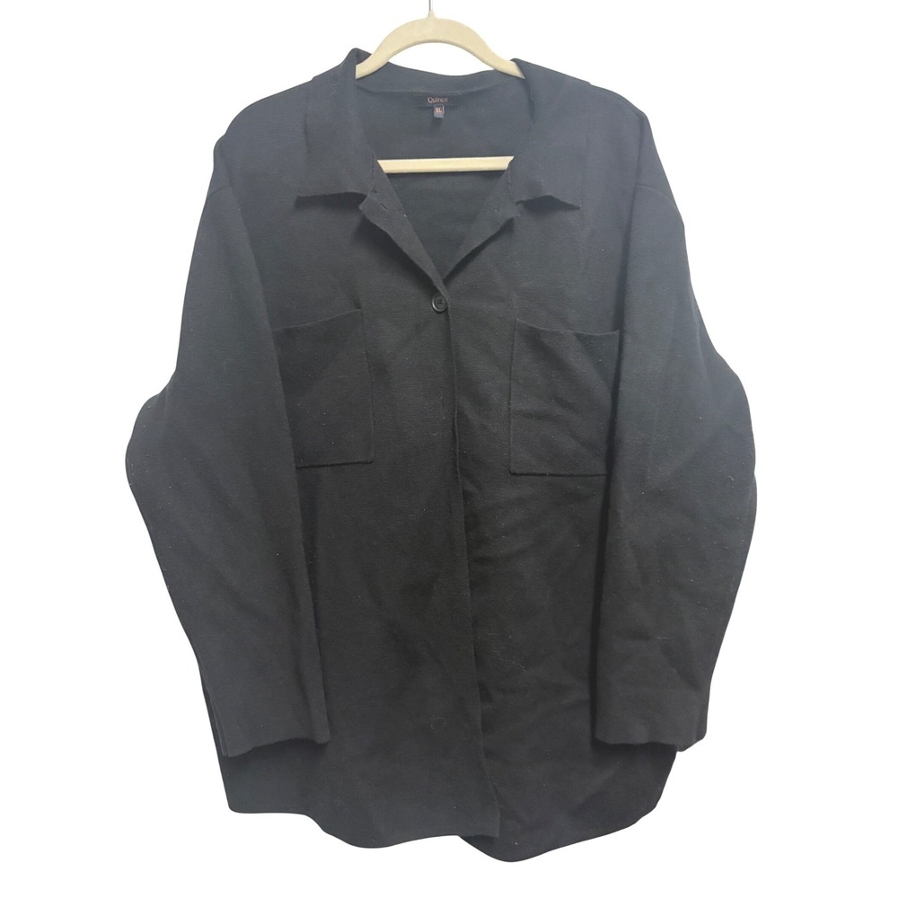 Quince Milano Stitch Shirt Jacket Minimalist Black Knit Blazer XL
